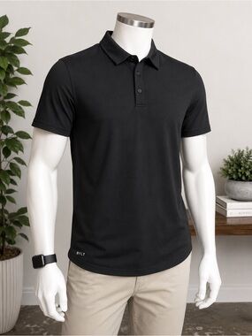 BYLT Lux Polo Shirt Mens Large Black Performance Stretch Golf Casual Athleisure